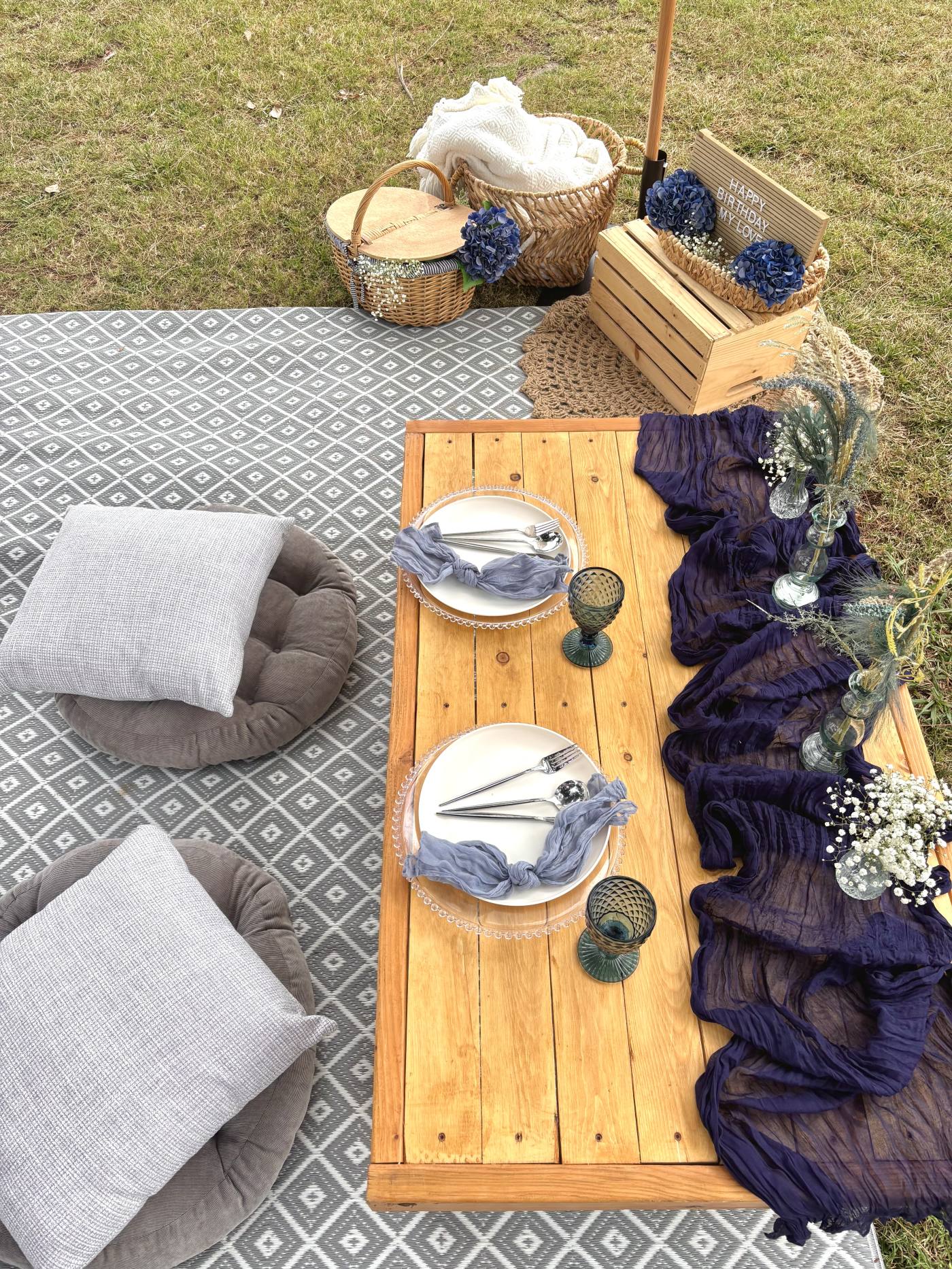Luxury picnic setup by Ivy & Owl